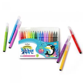 MUNHWA DEOJON Kids Chokchok Pen (16 Colors + 1 Extra Black) | 10-Week Dry-Safe Ink | 2mm Bullet Tip | Long-Lasting Washable Marker | Made in Korea